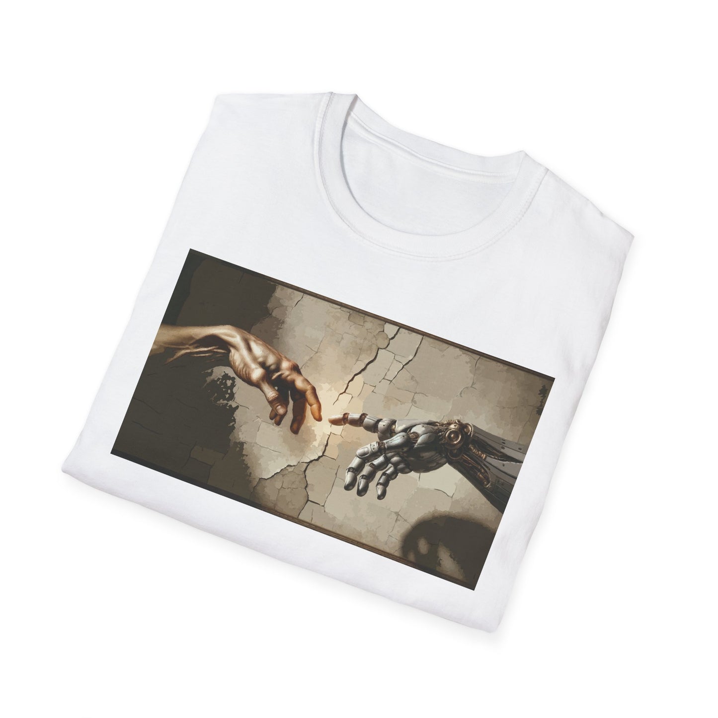 T-Shirt — Renaissance Hands Artwork Tee (Human and Robotic Touch)