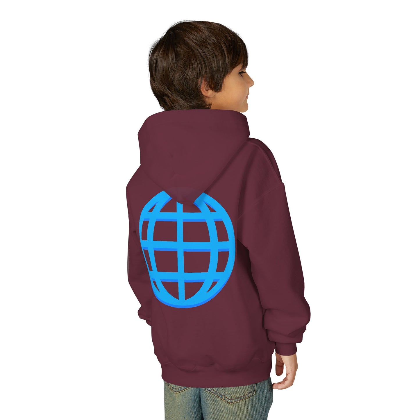 Youth Hoodie — Blue Globe Logo Kids Pullover