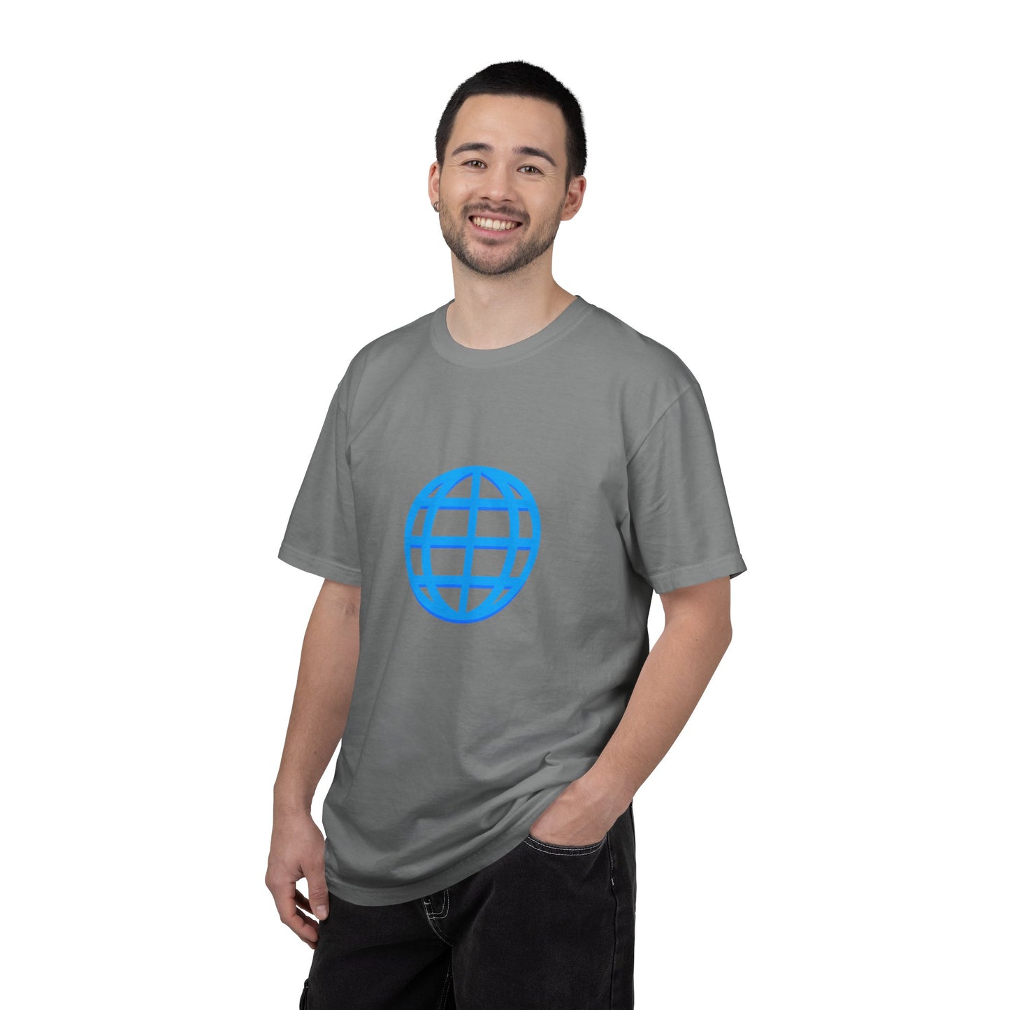 Blue Globe Icon T-Shirt | Minimal World Logo Tee