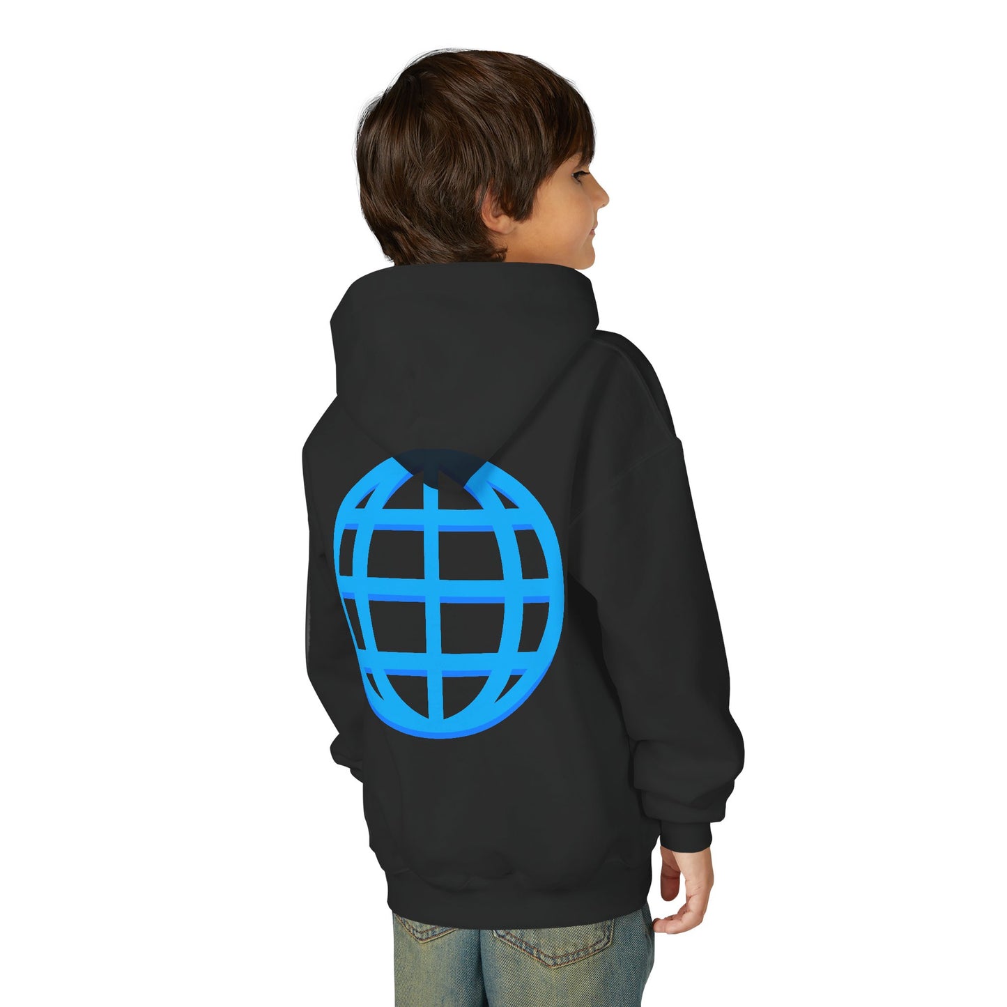 Youth Hoodie — Blue Globe Logo Kids Pullover