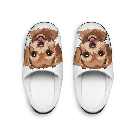 Indoor Slippers — Cute Yorkie Dog Face Cozy House Shoes