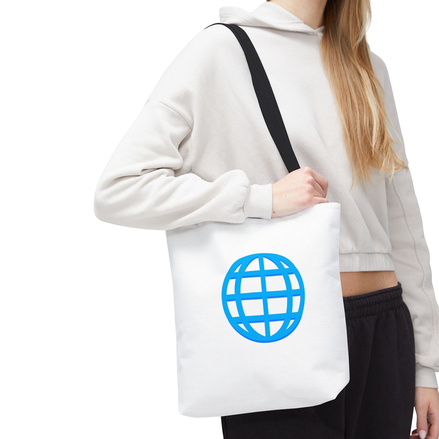Blue Globe Icon Tote Bag — Minimal Travel & Eco-Friendly Market Tote