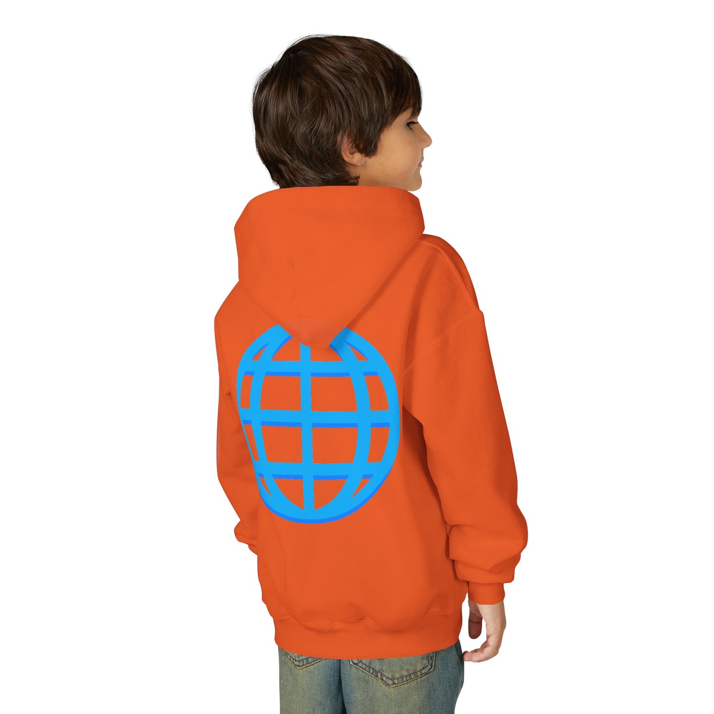 Youth Hoodie — Blue Globe Logo Kids Pullover