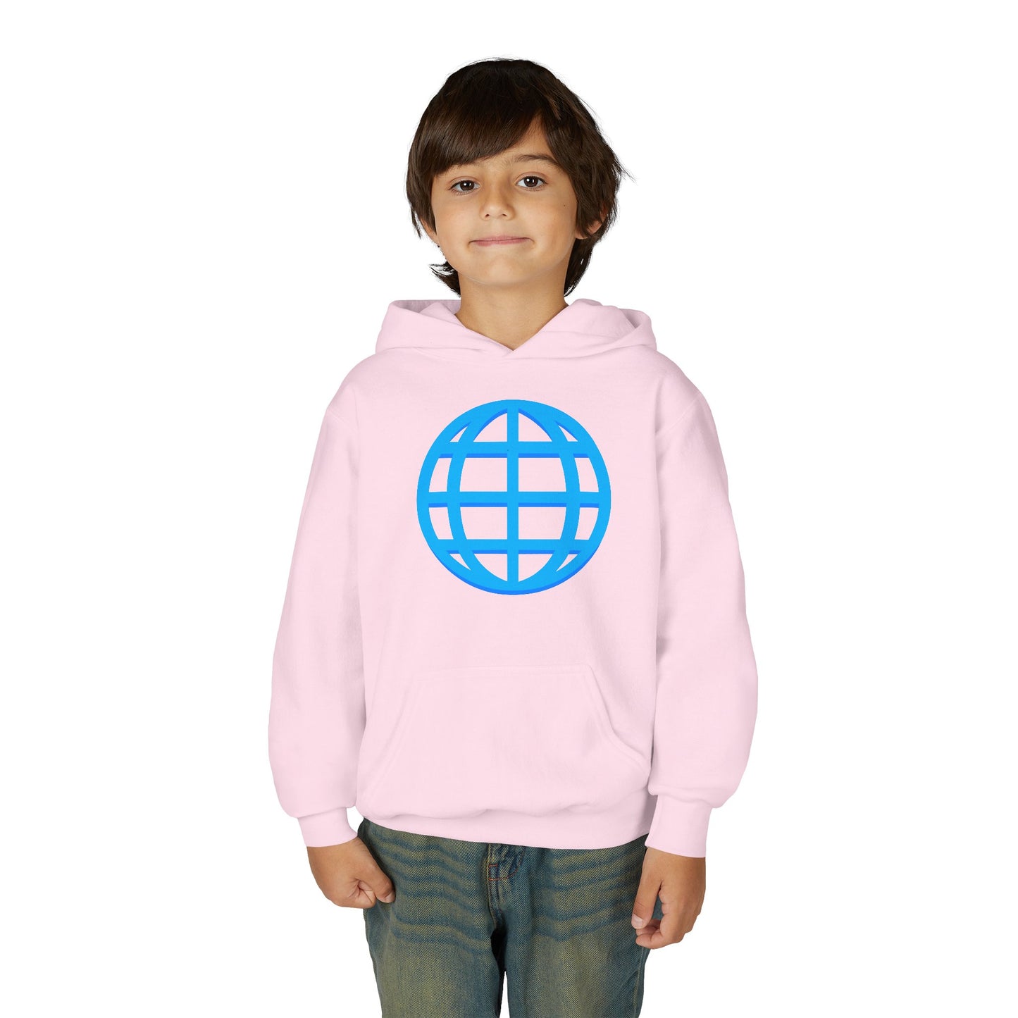 Youth Hoodie — Blue Globe Logo Kids Pullover