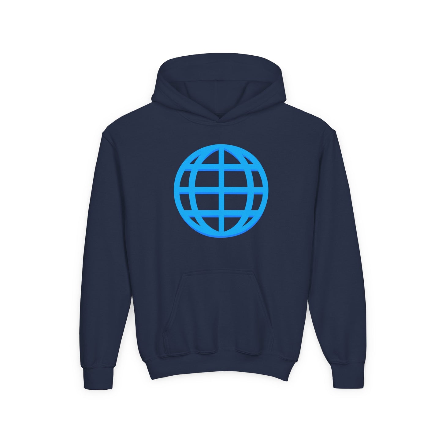Youth Hoodie — Blue Globe Logo Kids Pullover