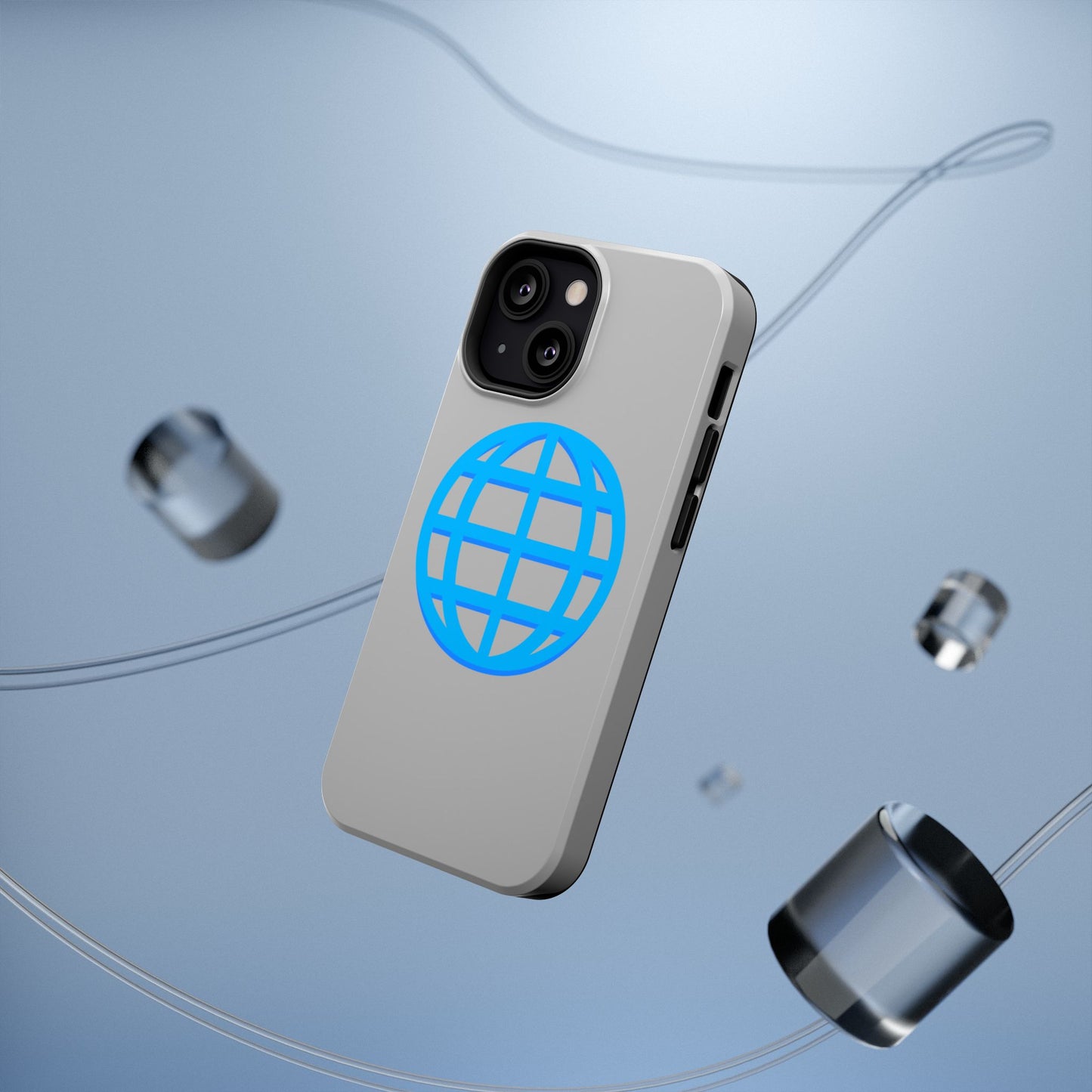 Globe Icon Impact-Resistant Phone Case — Durable Protective Cover with Blue World Design