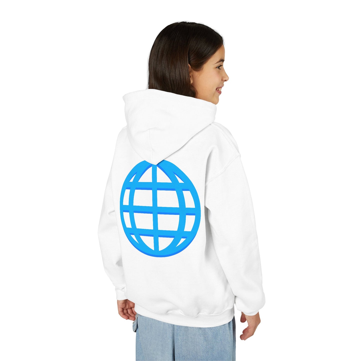 Youth Hoodie — Blue Globe Logo Kids Pullover