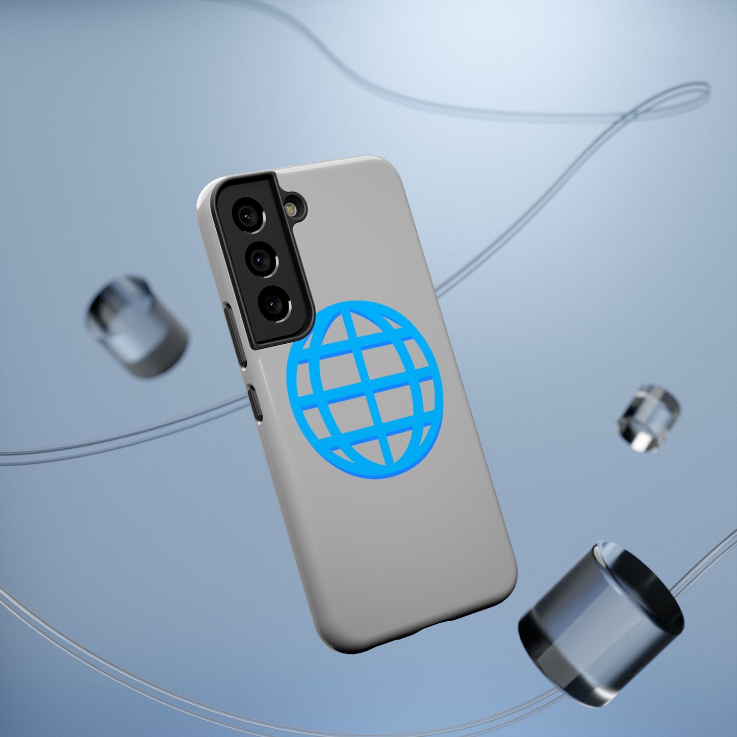 Globe Icon Impact-Resistant Phone Case — Durable Protective Cover with Blue World Design