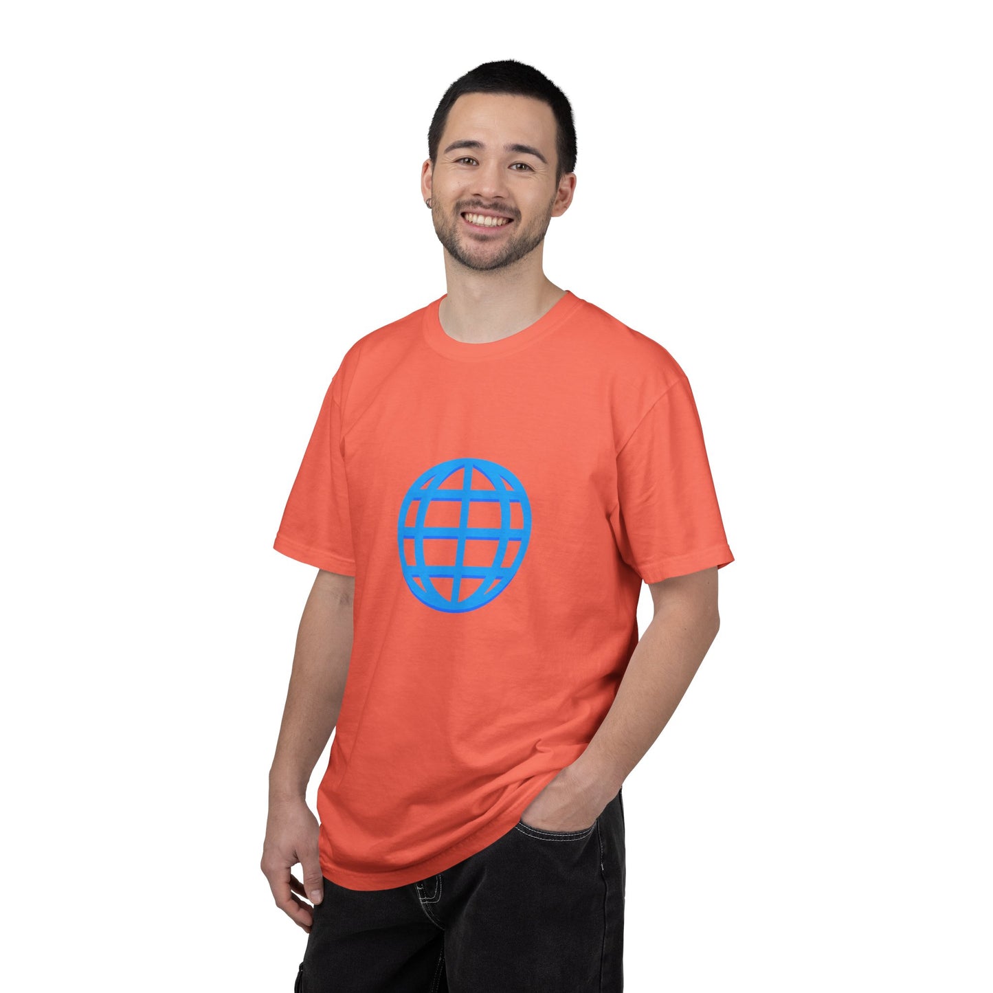 Blue Globe Icon T-Shirt | Minimal World Logo Tee