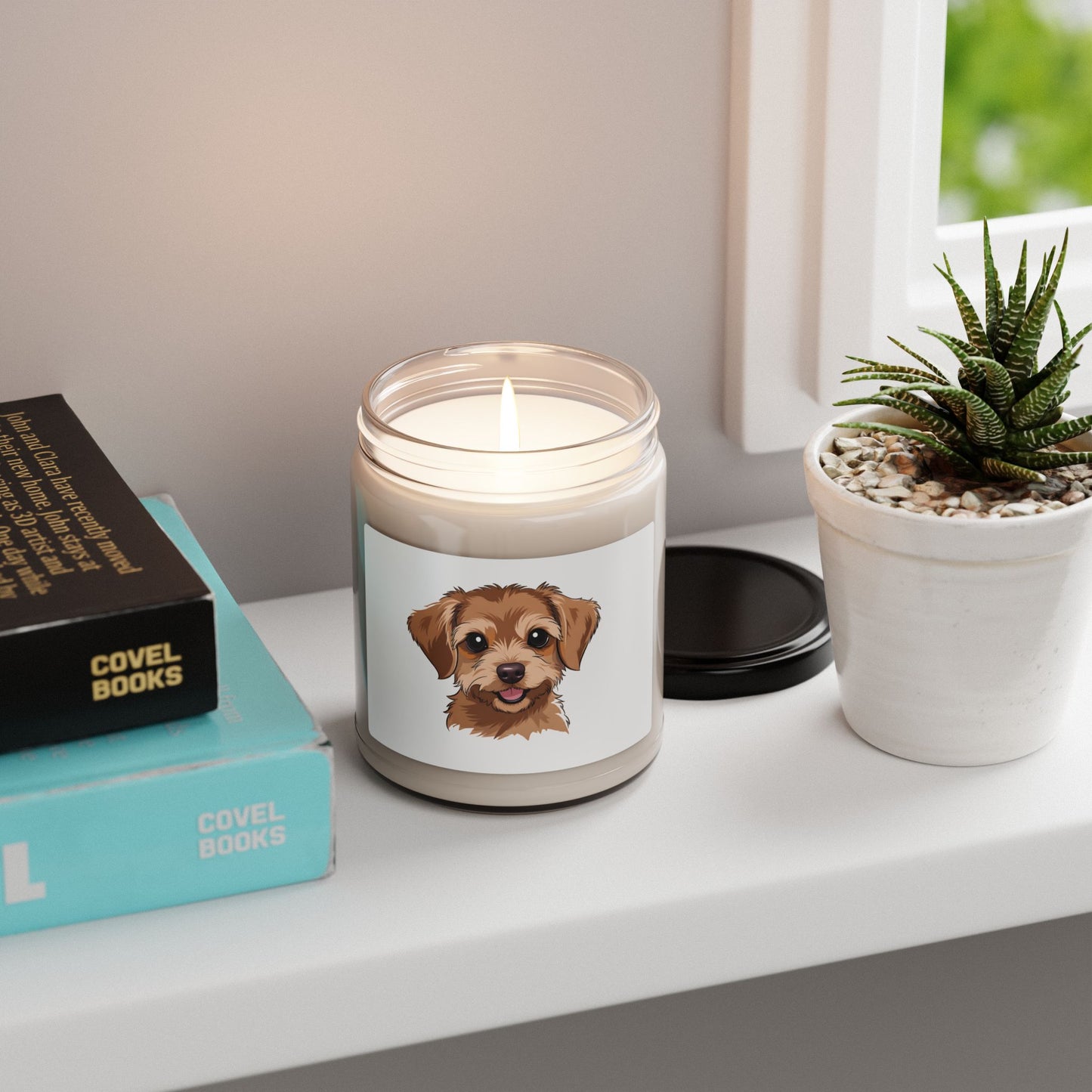 Puppy Love Candle — 9 oz Scented Jar with Cute Puppy Illustration