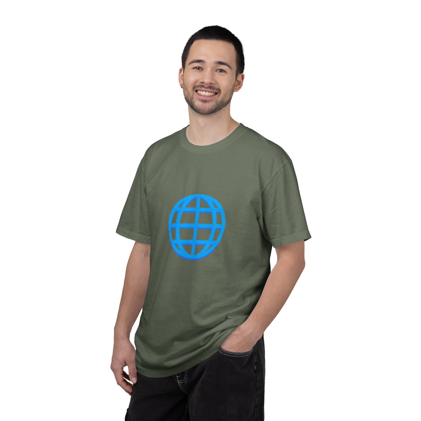 Blue Globe Icon T-Shirt | Minimal World Logo Tee