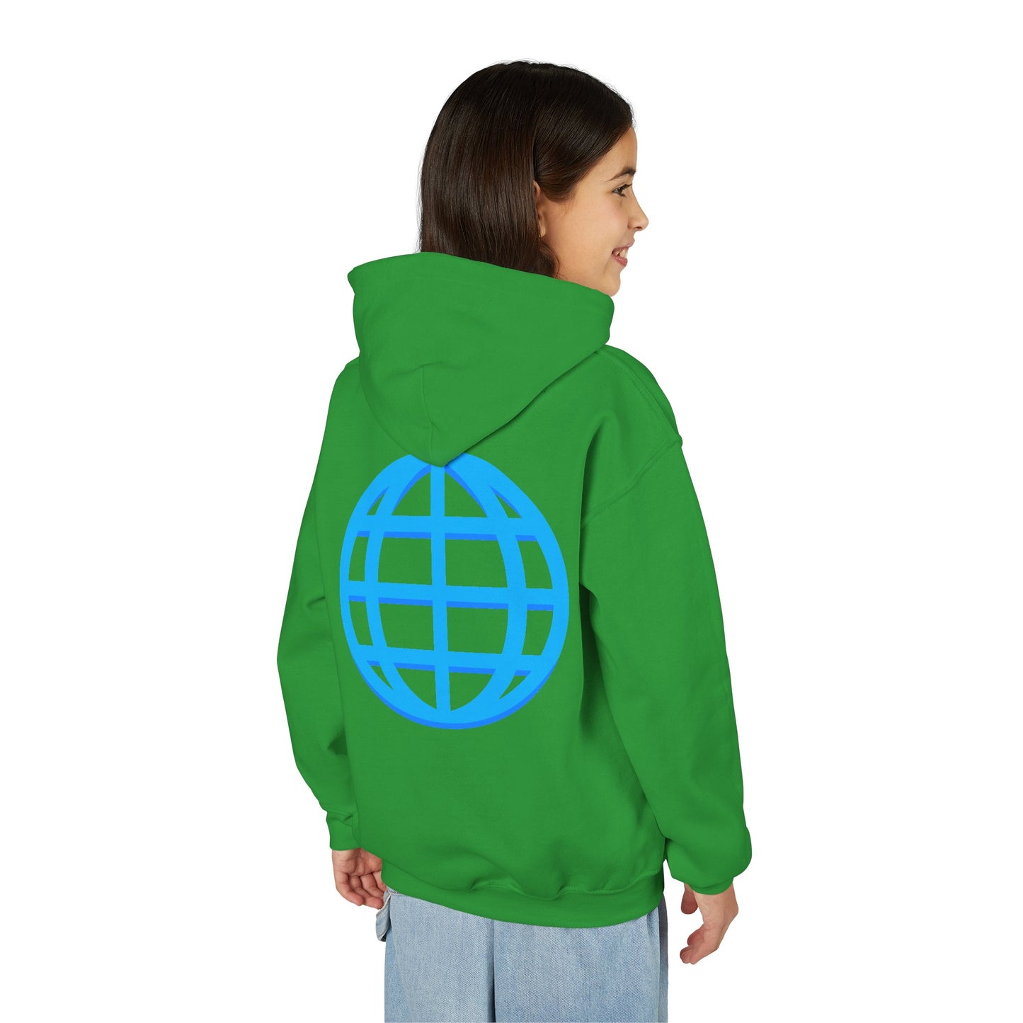 Youth Hoodie — Blue Globe Logo Kids Pullover